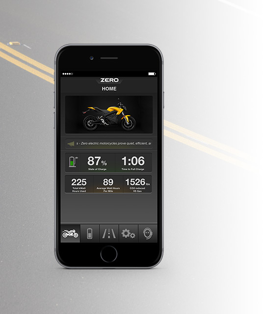 App elektrische Zero S motorfiets